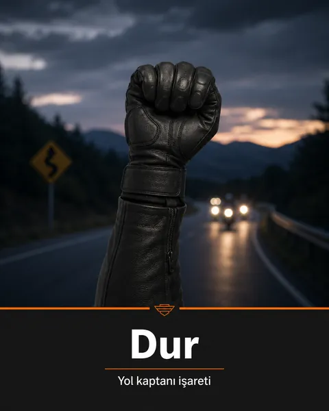 Motosiklet grup sürüşünde dur el işareti