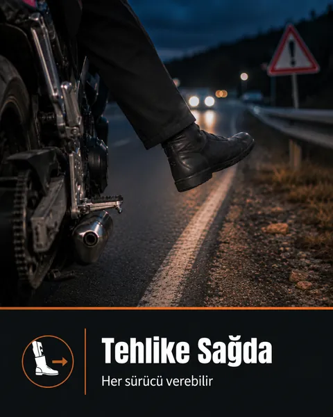 Motosiklet grup sürüşünde sağdaki tehlikeyi gösterme